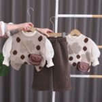 طقم 3 قطع مزين بزهرة خماسية مع شنطة